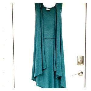 Dark teal hooded sleeveless cardigan